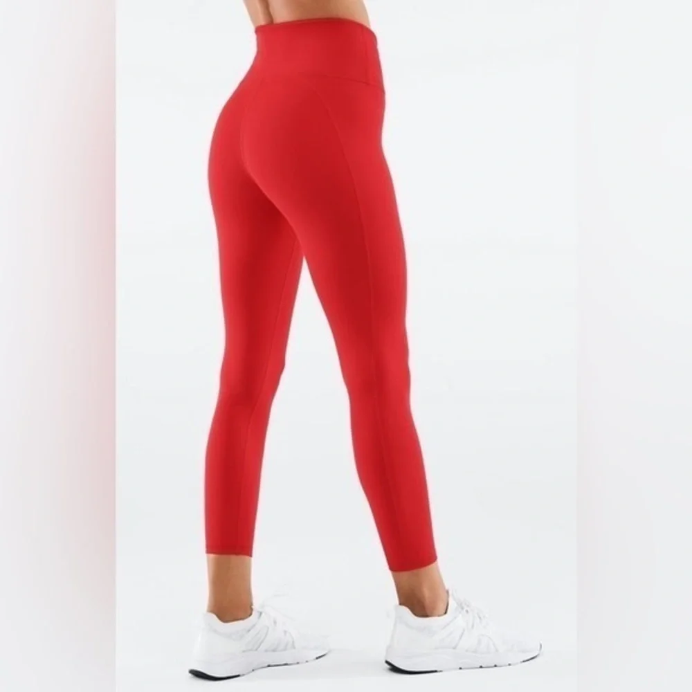 Fabletics Cardinal Red Stretch Define Powerhold High Waisted 7/8 Ankle Leggings - Picture 1 of 13
